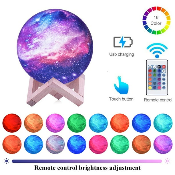 3D Galaxy Star LED Moon Lamp 16 Color Changing Night Light Touch+Remote Control